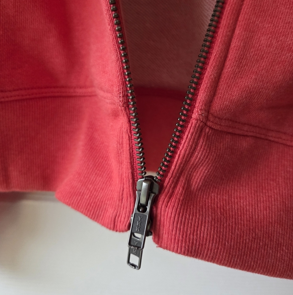 CABI Women's Deluxe Hoodie M Tangerine Coral Full Zip Tassle Drawstring - Picture 7 of 10
